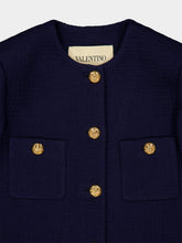 Valentino Garavani Navy Wool Tweed Caban Jacket