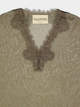 Valentino Garavani Gold Lurex Lace Trim V-Neck Jumper