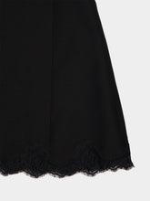 Valentino Garavani Black Wool Mini Dress with Lace Hem