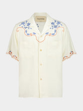 Valentino Garavani Latte San Gallo Linen Bowling Shirt