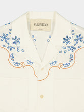 Valentino Garavani Latte San Gallo Linen Bowling Shirt