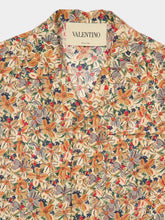 Valentino Garavani Beige Bowling Shirt in Silk with Papier Floral Print