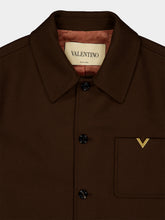 Valentino Garavani Brown Wool Jacket with VGold Detail