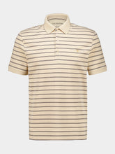 Valentino Garavani Beige and Navy Striped Cotton Piqué Polo Shirt