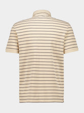 Valentino Garavani Beige and Navy Striped Cotton Piqué Polo Shirt