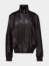 Valentino Garavani Black Zipped Leather Bomber Jacket