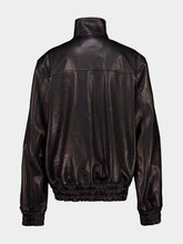 Valentino Garavani Black Zipped Leather Bomber Jacket