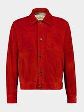 Valentino Garavani Red Suede Buttoned Leather Jacket