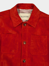 Valentino Garavani Red Suede Buttoned Leather Jacket