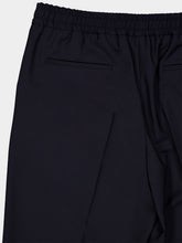 Valentino Garavani Navy Blue Wool and Mohair Straight Trousers