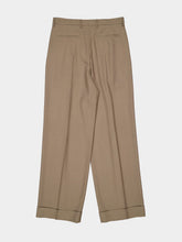 Valentino Garavani Beige Cuffed Natté Wool Trousers