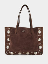 Valentino Garavani Brown Nellcôte Suede Shopping Bag