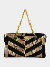 Valentino Garavani Natural and Black Python Chevron Shoulder Bag