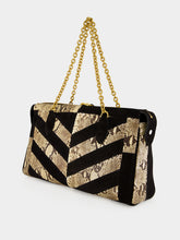 Valentino Garavani Natural and Black Python Chevron Shoulder Bag