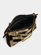 Valentino Garavani Natural and Black Python Chevron Shoulder Bag