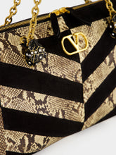 Valentino Garavani Natural and Black Python Chevron Shoulder Bag