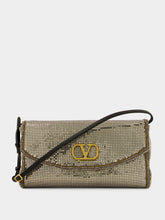 Valentino Garavani Silver DeVain Small Metallic Mesh Shoulder Bag