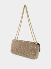 Valentino Garavani Grey Rockstud Spike Medium Suede Shoulder Bag