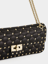Valentino Garavani Black Rockstud Spike Quilted Shoulder Bag