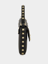 Valentino Garavani Black Rockstud Grainy Leather Pouch