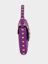 Valentino Garavani Violet Rockstud Grainy Leather Pouch