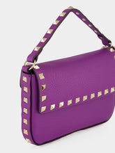 Valentino Garavani Violet Rockstud Grainy Leather Pouch