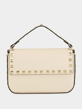 Valentino Garavani Light Ivory Rockstud Grainy Leather Pouch