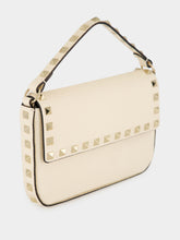 Valentino Garavani Light Ivory Rockstud Grainy Leather Pouch