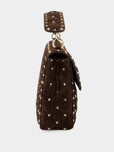Valentino Garavani Ebony Rockstud Spike Medium Suede Bag