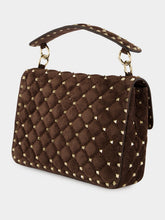 Valentino Garavani Ebony Rockstud Spike Medium Suede Bag