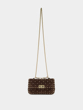 Valentino Garavani Brown Rockstud Spike Medium Suede Bag