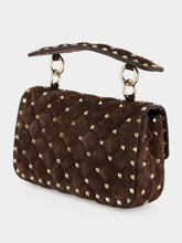 Valentino Garavani Brown Rockstud Spike Medium Suede Bag