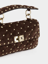Valentino Garavani Brown Rockstud Spike Medium Suede Bag