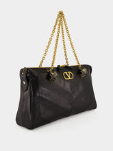 Valentino Garavani Black Panthea Chevron Nappa Leather Shoulder Bag