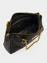 Valentino Garavani Black Panthea Chevron Nappa Leather Shoulder Bag
