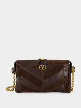 Valentino Garavani Ebony Panthea Small Leather Chevron Shoulder Bag
