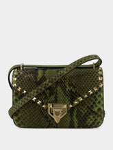 Valentino Garavani Astrid Green Small Rockstud Python Crossbody Bag