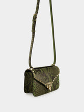 Valentino Garavani Astrid Green Small Rockstud Python Crossbody Bag