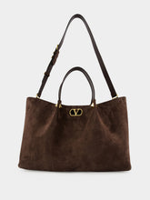 Valentino Garavani Ebony Large Soft Suede Shopping Bag