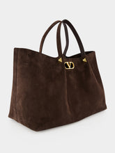 Valentino Garavani Ebony Large Soft Suede Shopping Bag