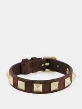Valentino Garavani Ebony Brown Rockstud Suede Bracelet