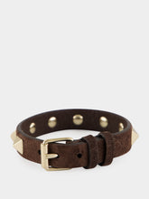 Valentino Garavani Ebony Brown Rockstud Suede Bracelet