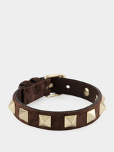 Valentino Garavani Ebony Brown Rockstud Suede Bracelet