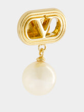 Valentino Garavani Gold and Cream Ovalette Pearl Earrings