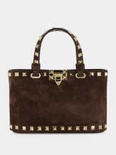 Valentino Garavani Ebony Rockstud Mini Suede Shopping Bag