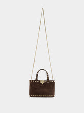 Valentino Garavani Ebony Rockstud Mini Suede Shopping Bag