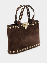 Valentino Garavani Ebony Rockstud Mini Suede Shopping Bag