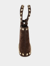 Valentino Garavani Ebony Rockstud Mini Suede Shopping Bag