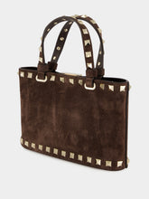 Valentino Garavani Ebony Rockstud Mini Suede Shopping Bag