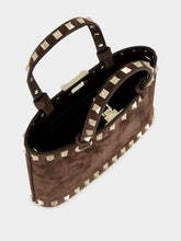 Valentino Garavani Ebony Rockstud Mini Suede Shopping Bag